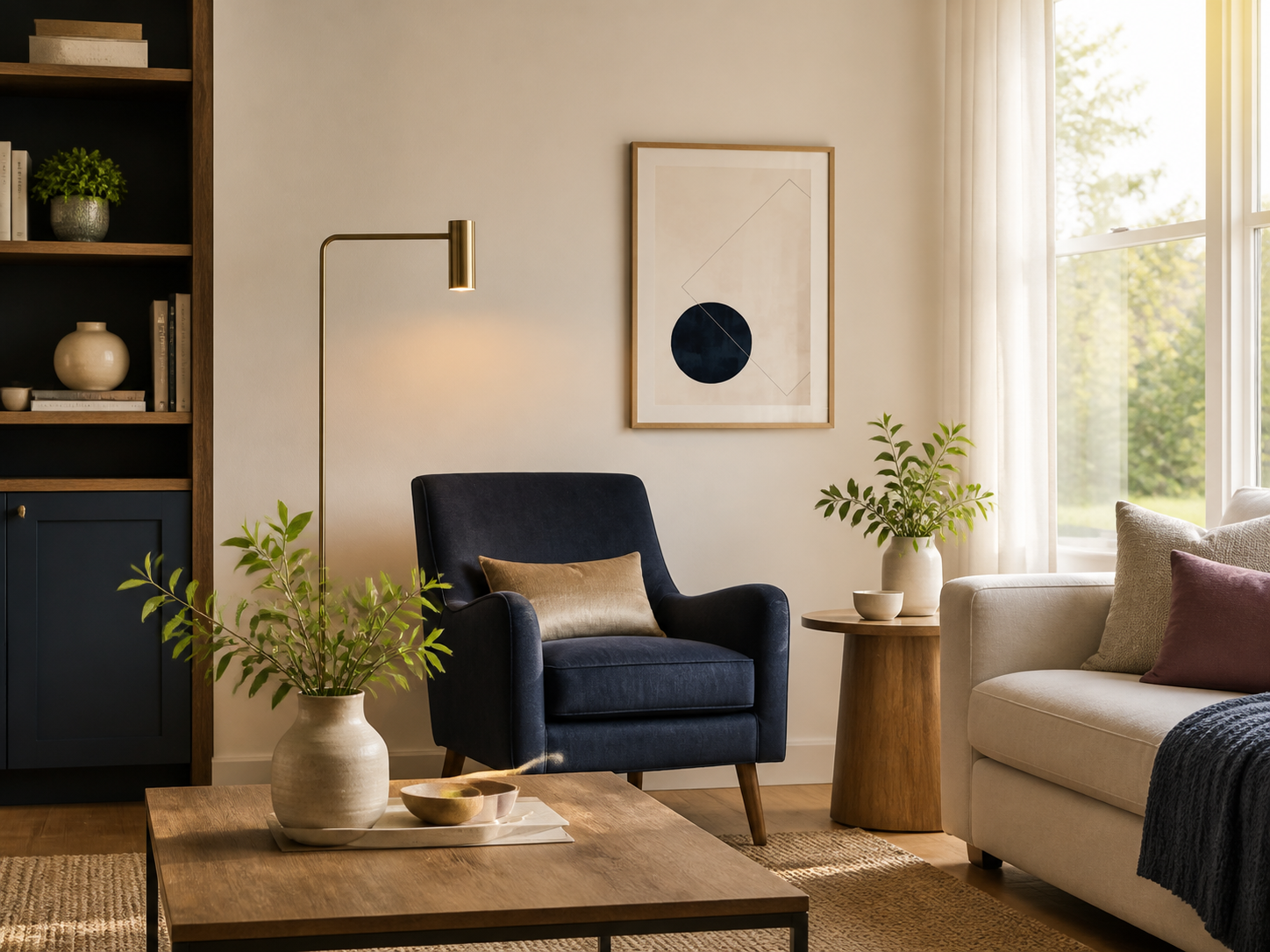 A calm, well-cared-for living room